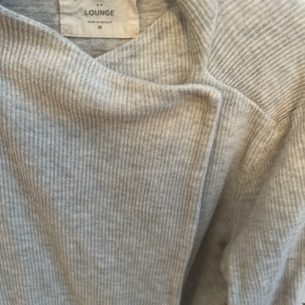 LOFT Light Gray Ribbed Open Front Cardigan - Picture 5 of 5